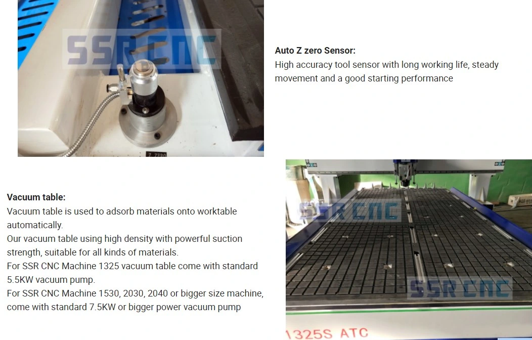 Atc 3D CNC Woodworking Wood Carving Router 1325 1530 2030 with Linear Type Auto Tool Changer 4 Axis Optional Double Head Four Head Optional